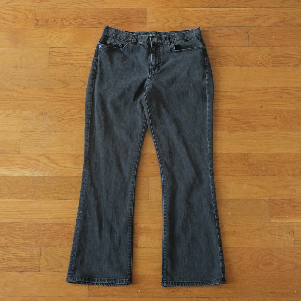 Lauren Ralph Lauren Jeans Womens Black Faded Bootcut Flap Pocket 4 Casual Denim